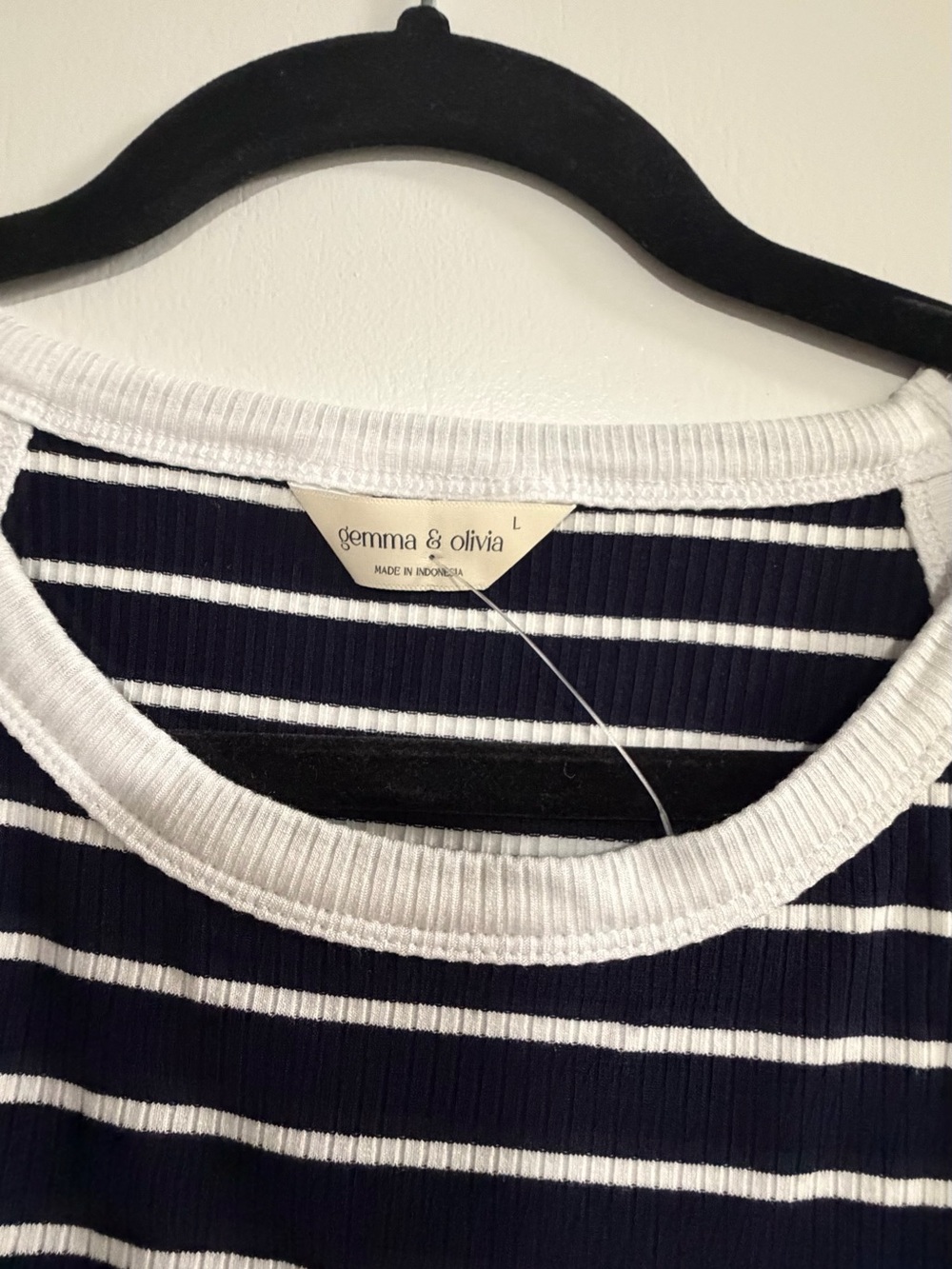 Striped Navy & White Racerback Tank Top - Picture 3 of 5